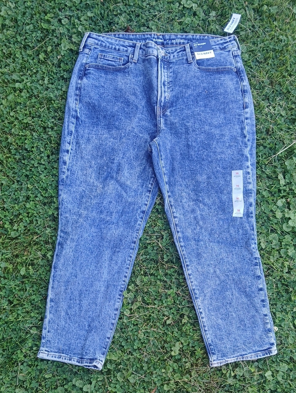 Old Navy Straight High Rise Ankle  Acid Wash Jeans - Blue Size 16